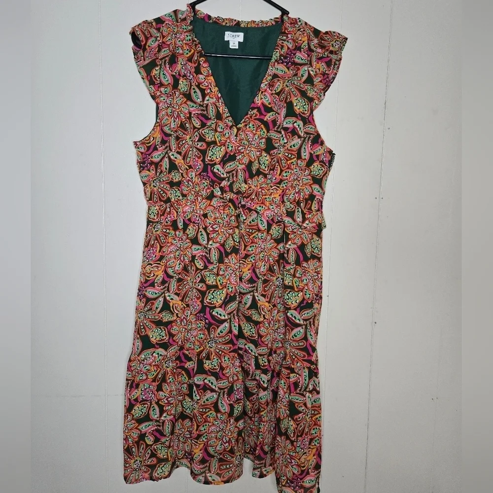 J.Crew Floral Sleeveless Dress-Size 12 -100% Polyester